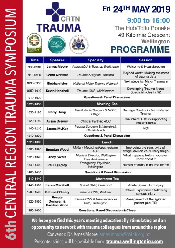 Central Region Trauma Network Timetable 2019